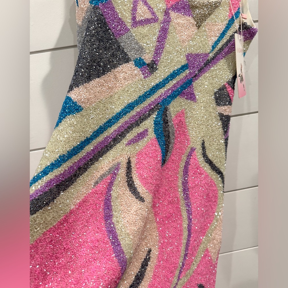 NWT Oceanus Sofia hand beaded party mini dress in pink - Picture 11 of 12